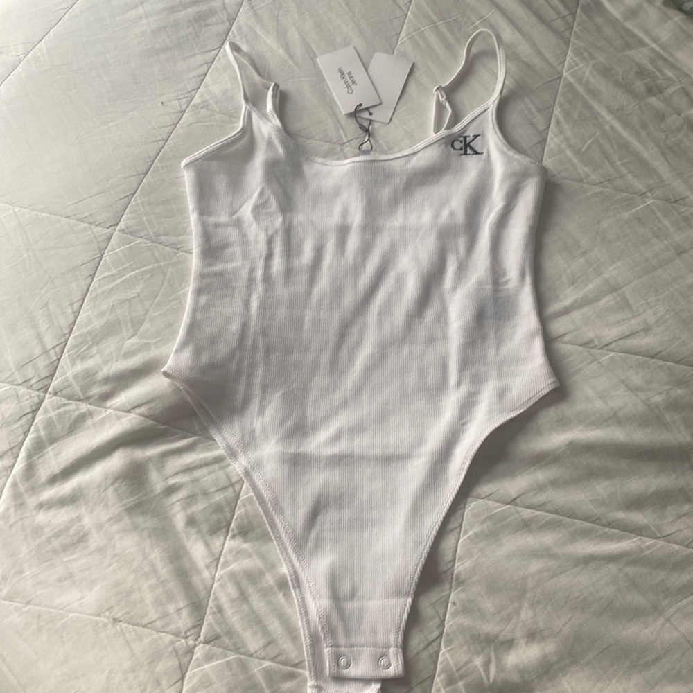 CK Rib strappy body bright white Calvin Klein size S